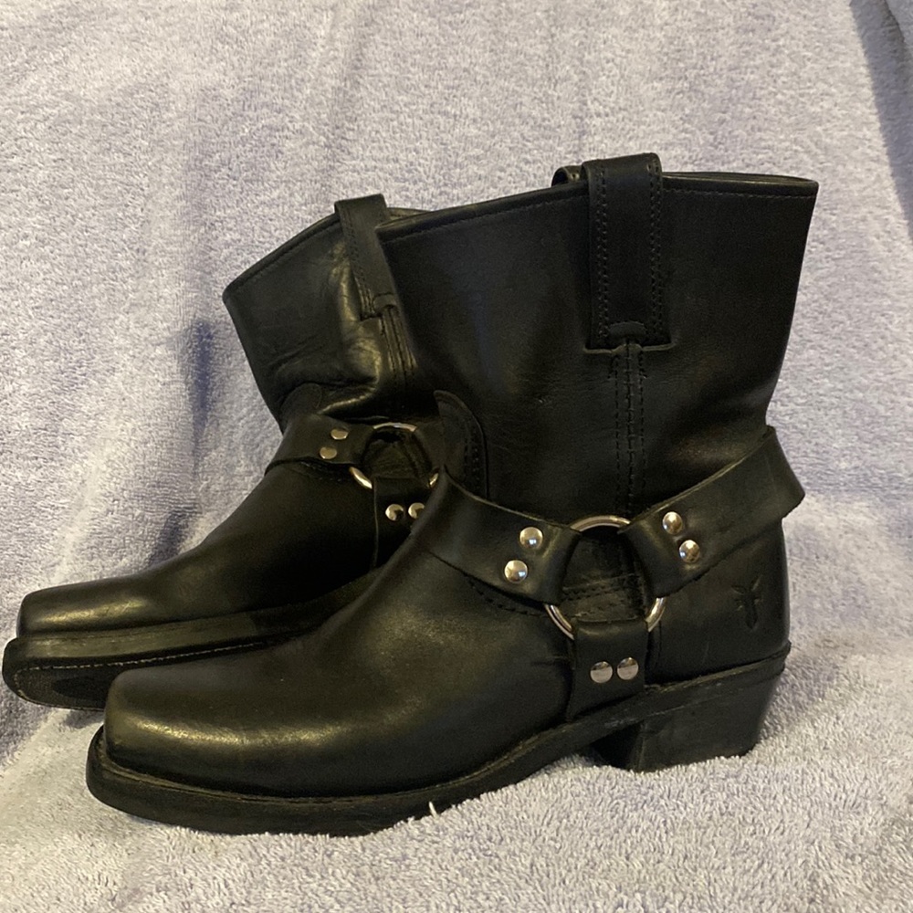 Frye black harness boots women’s size 8